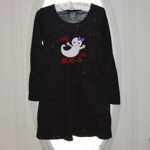 WONDER NATION Halloween Black Glitter Embroidered Girls Dress S 6/6X